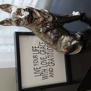 Metallic Silver Ceramic German Shepherd Statue